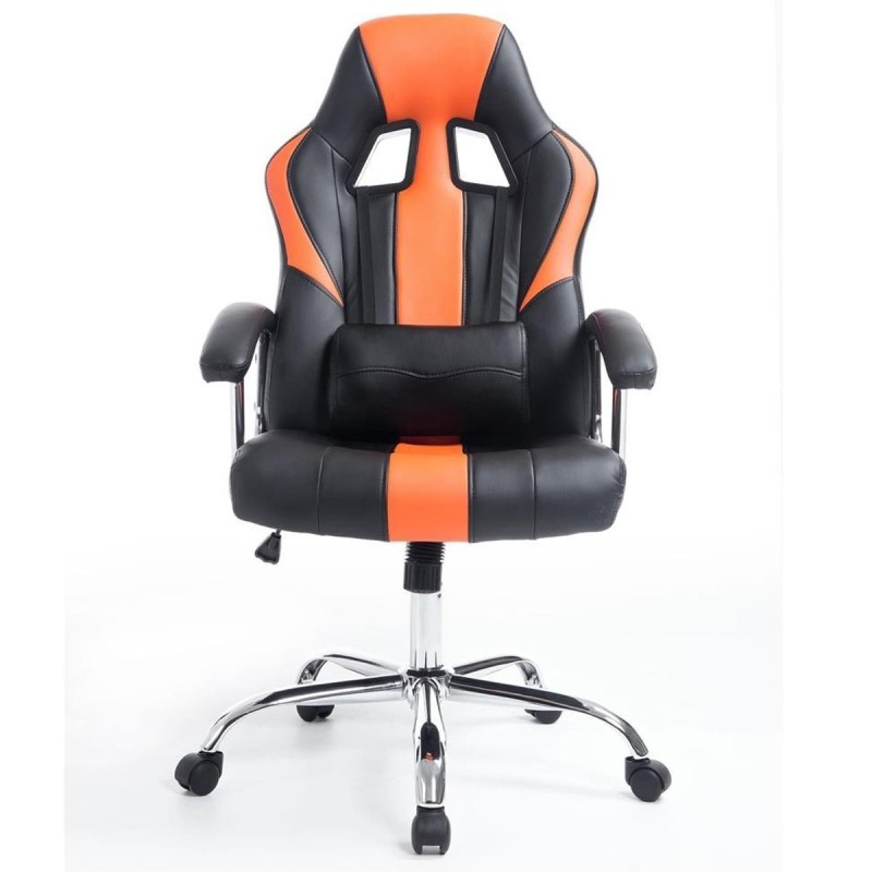 Sillon Gaming INDOS, diseño deportivo, con cojín lumbar, en negro