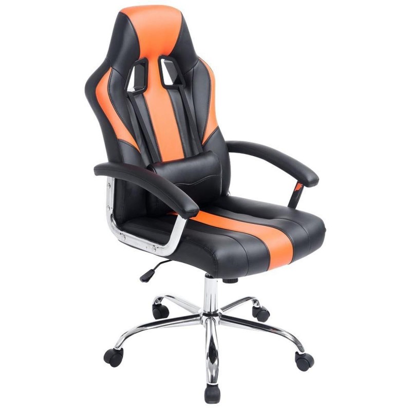 Sillon Gaming INDOS, diseño deportivo, con cojín lumbar, en negro