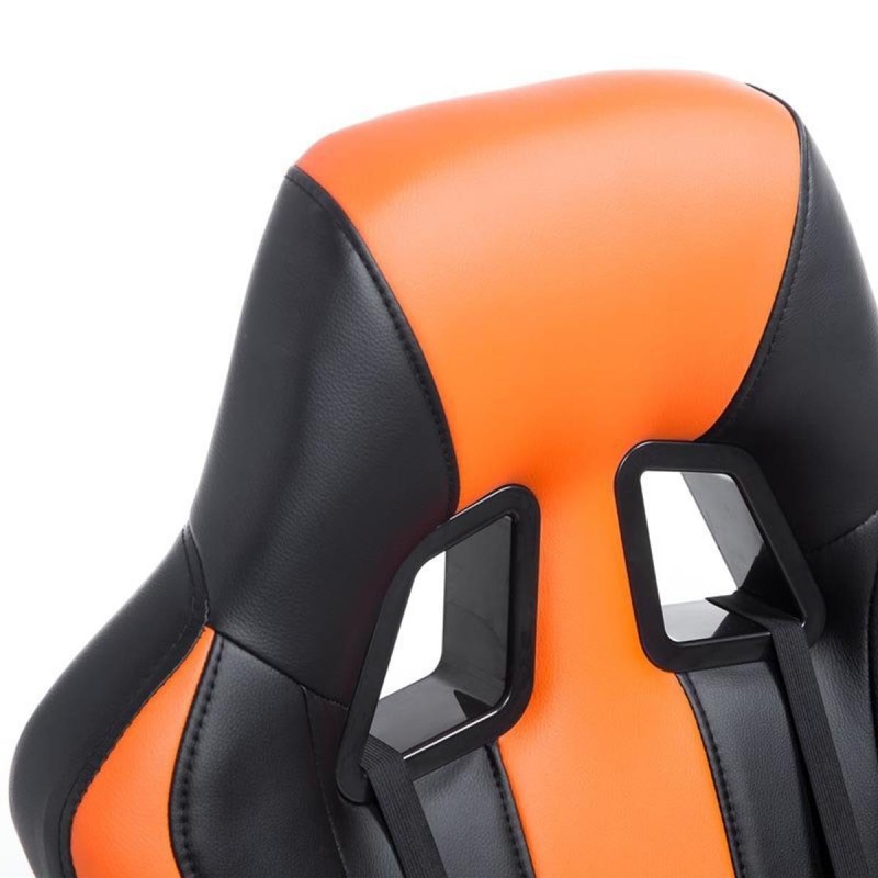 Sillon Gaming INDOS, diseño deportivo, con cojín lumbar, en negro
