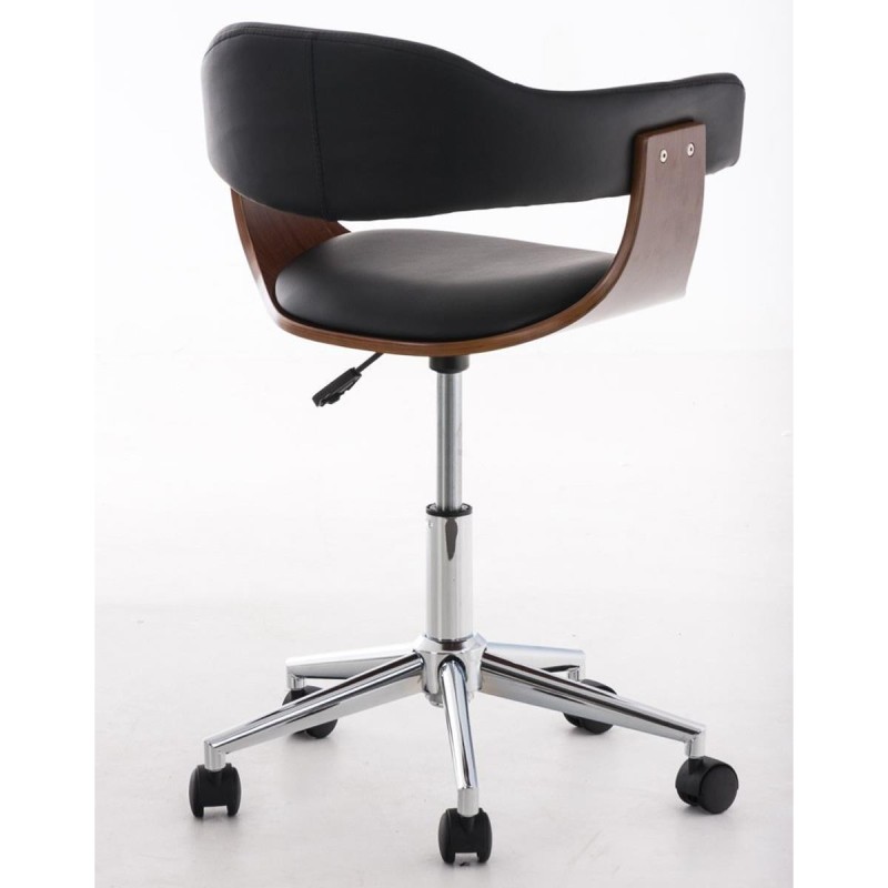 Silla de Diseño LABRA, gran acolchado, estructura en madera con base metálica, en piel negra