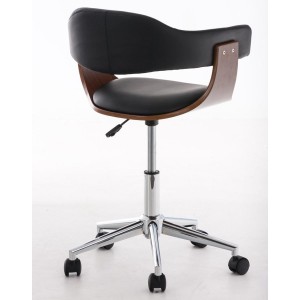 Silla de Diseño LABRA, gran acolchado, estructura en madera con base metálica, en piel negra