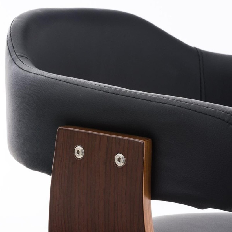 Silla de Diseño LABRA, gran acolchado, estructura en madera con base metálica, en piel negra