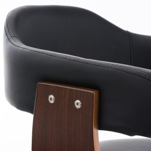 Silla de Diseño LABRA, gran acolchado, estructura en madera con base metálica, en piel negra