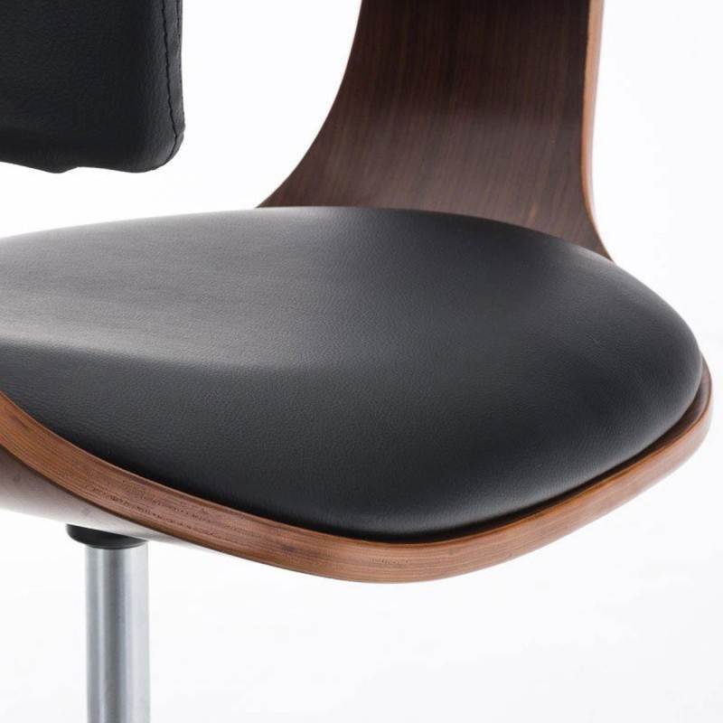 Silla de Diseño LABRA, gran acolchado, estructura en madera con base metálica, en piel negra