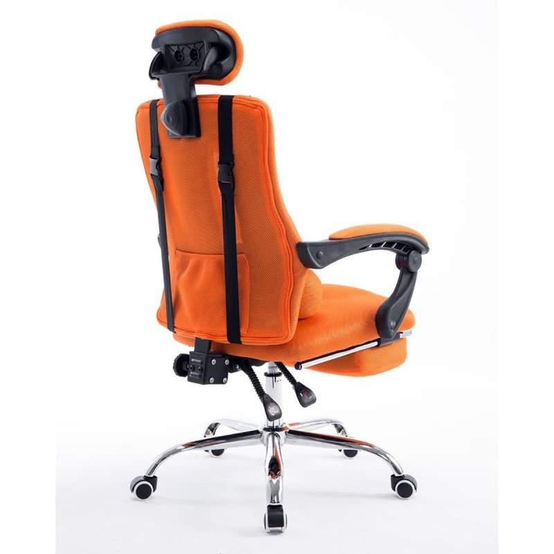 Silla de oficina ANTARES, reclinable en varias posiciones y con reposapiés extensible en malla transpirable color negro