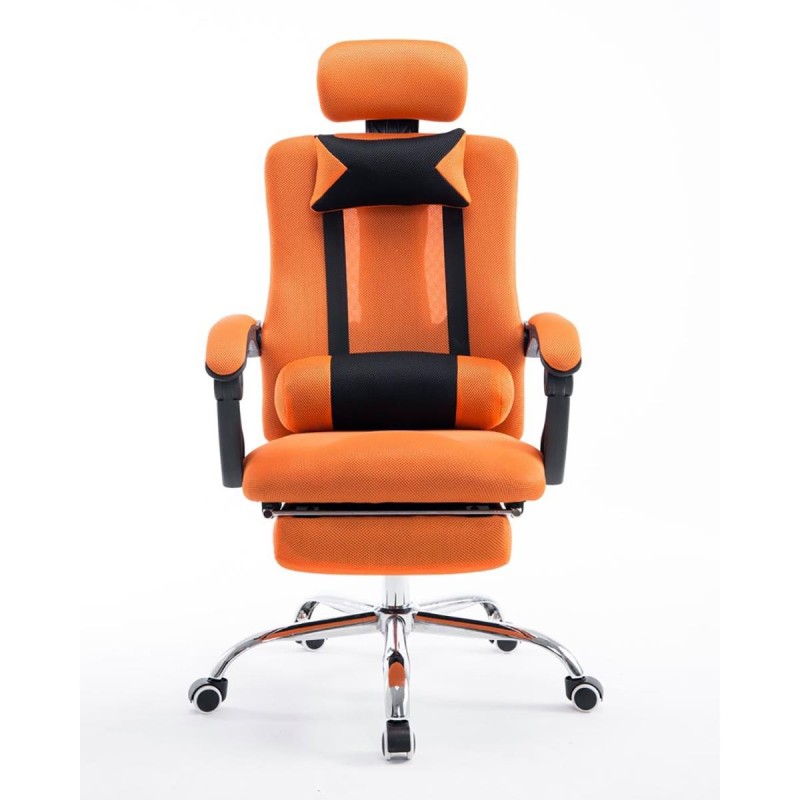 Silla de oficina ANTARES, reclinable en varias posiciones y con reposapiés extensible en malla transpirable color negro