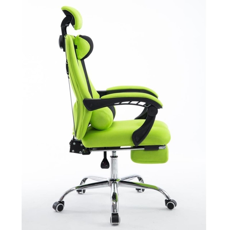 Silla de oficina ANTARES, reclinable en varias posiciones y con reposapiés extensible en malla transpirable color negro