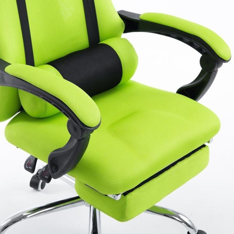 Silla de oficina ANTARES, reclinable en varias posiciones y con reposapiés extensible en malla transpirable color negro