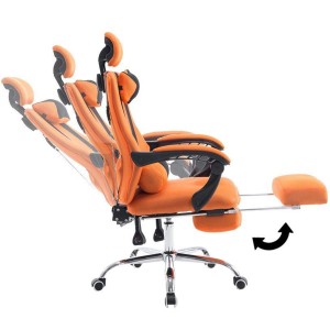 Silla de oficina ANTARES, reclinable en varias posiciones y con reposapiés extensible en malla transpirable color negro