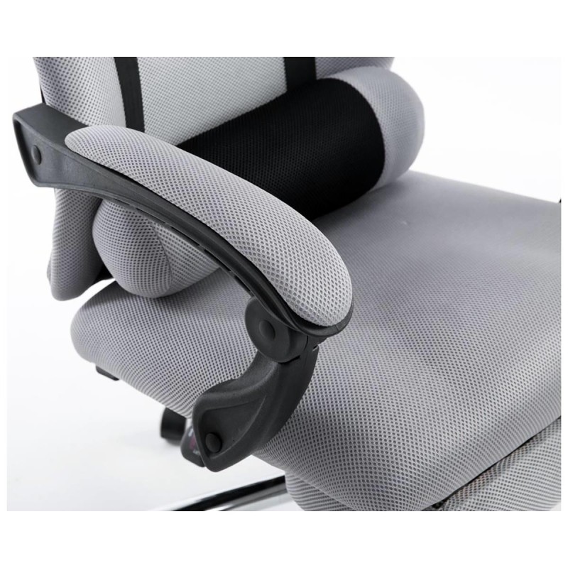 Silla de oficina ANTARES, reclinable en varias posiciones y con reposapiés extensible en malla transpirable color negro