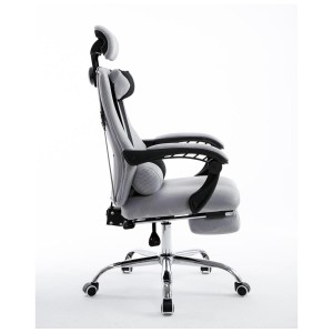 Silla de oficina ANTARES, reclinable en varias posiciones y con reposapiés extensible en malla transpirable color negro