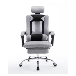 Silla de oficina ANTARES, reclinable en varias posiciones y con reposapiés extensible en malla transpirable color negro