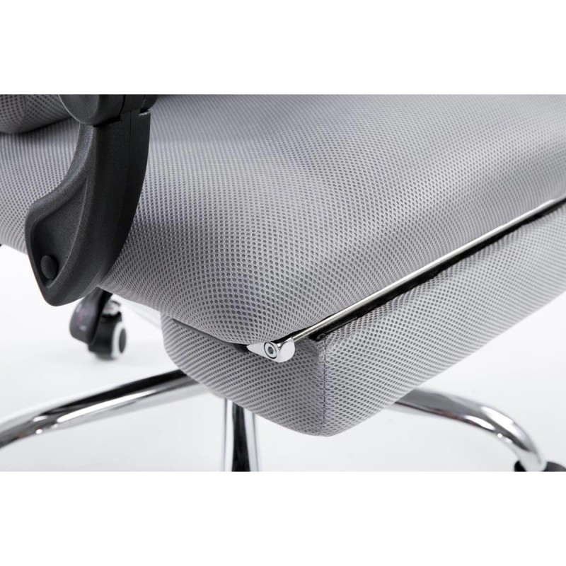 Silla de oficina ANTARES, reclinable en varias posiciones y con reposapiés extensible en malla transpirable color negro