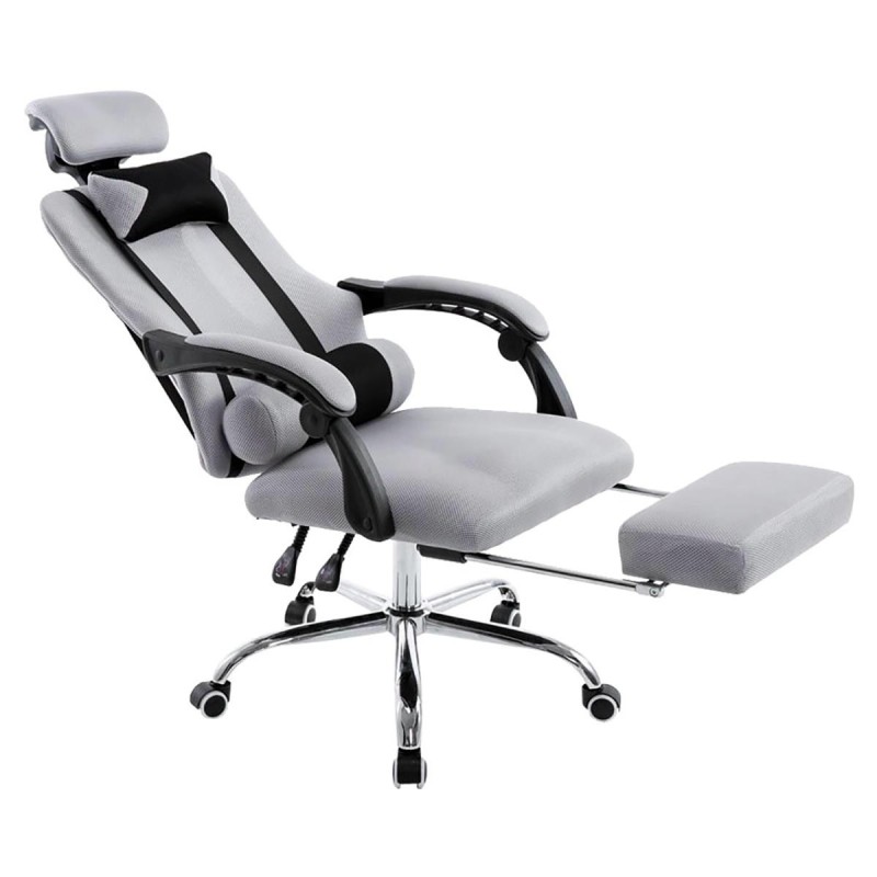 Silla de oficina ANTARES, reclinable en varias posiciones y con reposapiés extensible en malla transpirable color negro