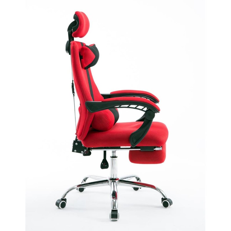 Silla de oficina ANTARES, reclinable en varias posiciones y con reposapiés extensible en malla transpirable color negro