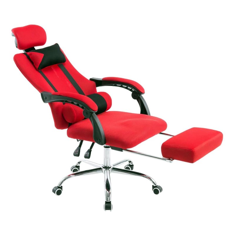 Silla de oficina ANTARES, reclinable en varias posiciones y con reposapiés extensible en malla transpirable color negro