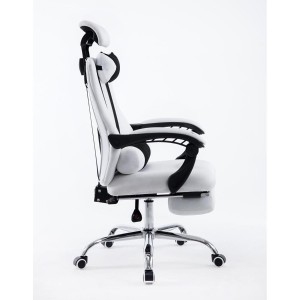 Silla de oficina ANTARES, reclinable en varias posiciones y con reposapiés extensible en malla transpirable color negro