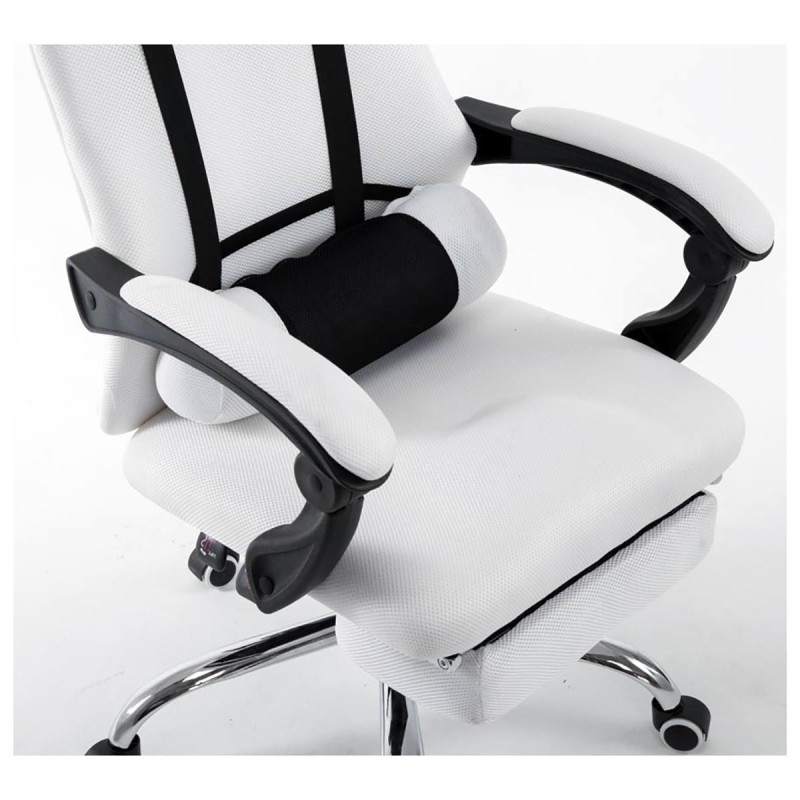 Silla de oficina ANTARES, reclinable en varias posiciones y con reposapiés extensible en malla transpirable color negro