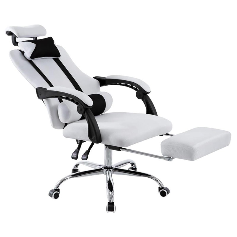 Silla de oficina ANTARES, reclinable en varias posiciones y con reposapiés extensible en malla transpirable color negro