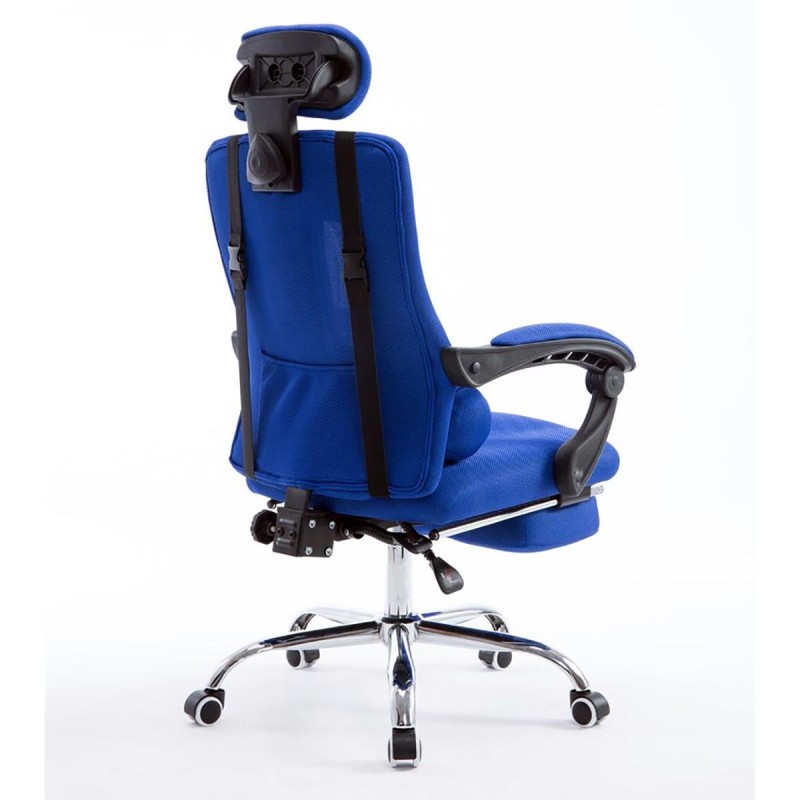 Silla de oficina ANTARES, reclinable en varias posiciones y con reposapiés extensible en malla transpirable color negro