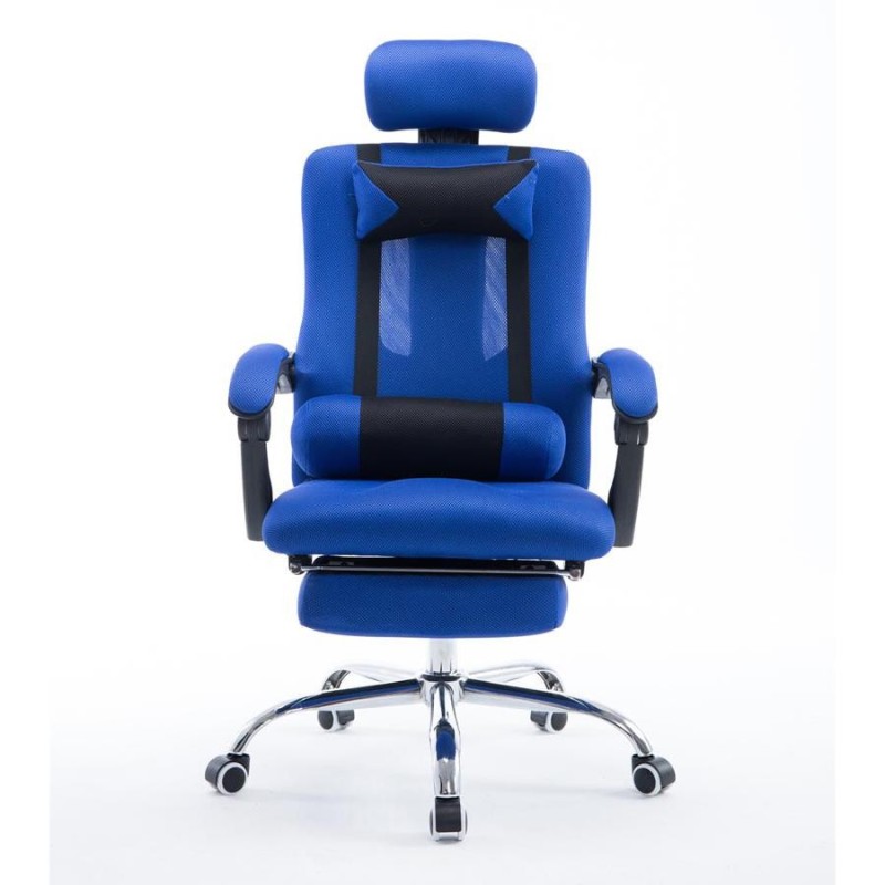 Silla de oficina ANTARES, reclinable en varias posiciones y con reposapiés extensible en malla transpirable color negro