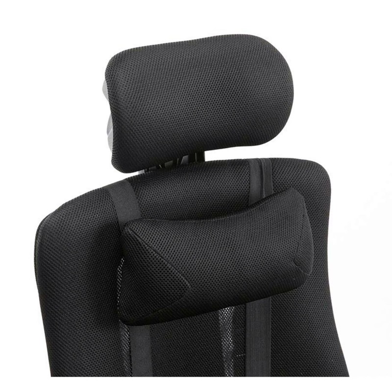 Silla de oficina ANTARES, reclinable en varias posiciones y con reposapiés extensible en malla transpirable color negro