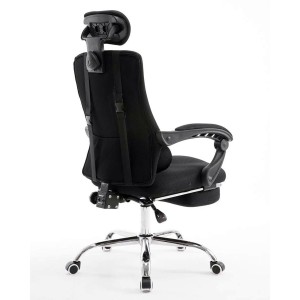 Silla de oficina ANTARES, reclinable en varias posiciones y con reposapiés extensible en malla transpirable color negro