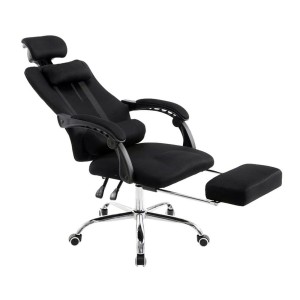 Silla de oficina ANTARES, reclinable en varias posiciones y con reposapiés extensible en malla transpirable color negro