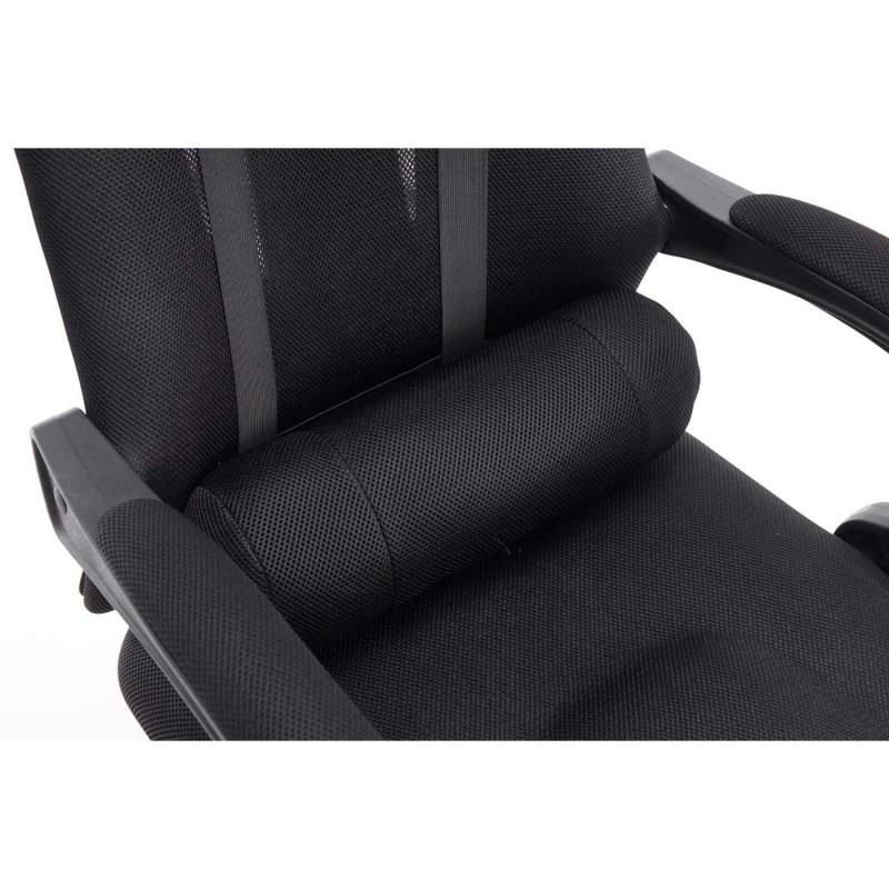Silla de oficina ANTARES, reclinable en varias posiciones y con reposapiés extensible en malla transpirable color negro