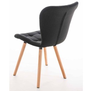Silla de confidente ELGAR, precioso diseño con patas en madera. Gran acolchado con tapizado en capitoné en tela color negro