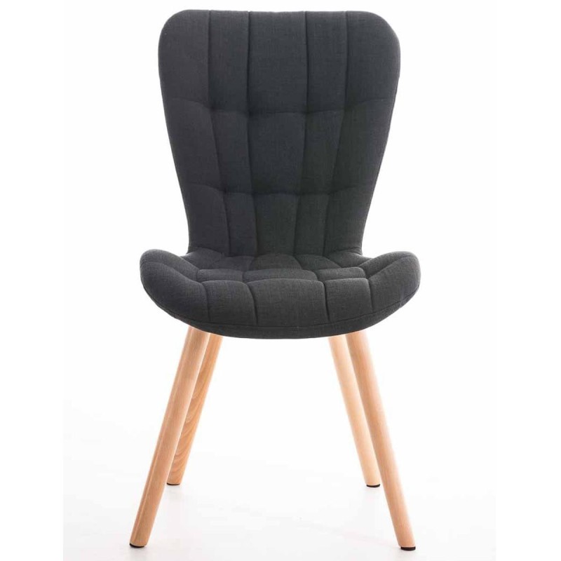 Silla de confidente ELGAR, precioso diseño con patas en madera. Gran acolchado con tapizado en capitoné en tela color negro