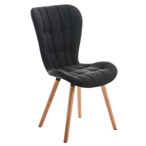 Silla de confidente ELGAR, precioso diseño con patas en madera. Gran acolchado con tapizado en capitoné en tela color negro