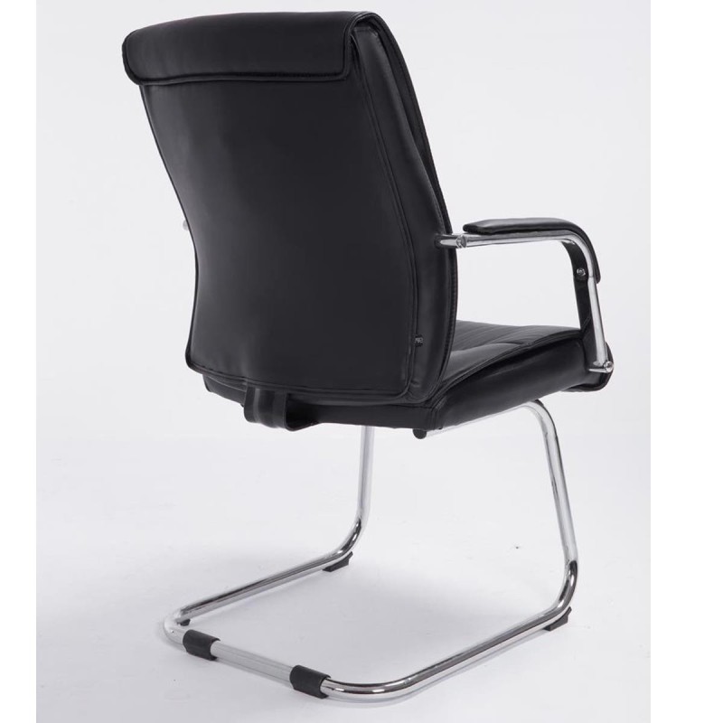 Silla de Confidente HIBERT, estructura metálica, gran acolchado en piel negro