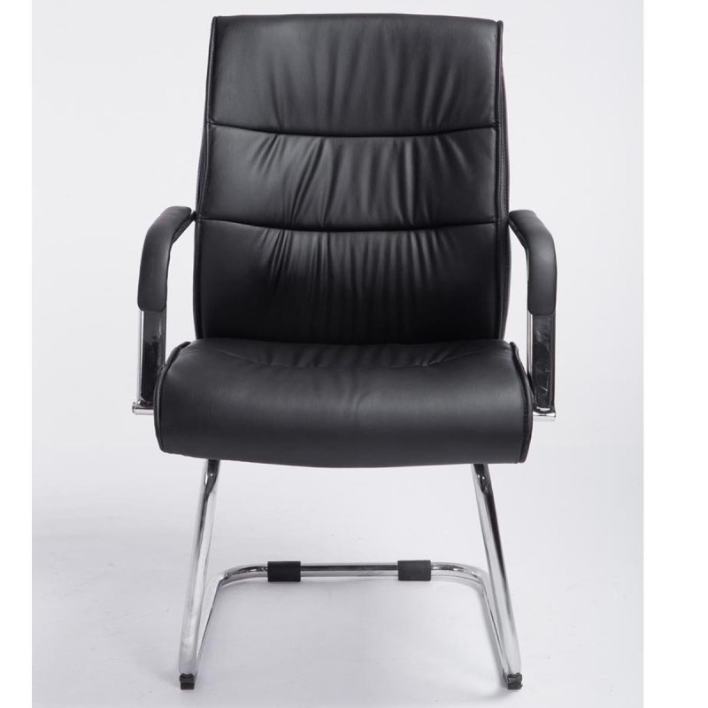 Silla de Confidente HIBERT, estructura metálica, gran acolchado en piel negro