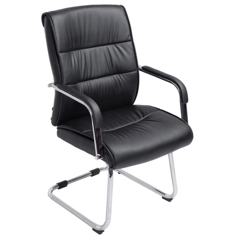 Silla de Confidente HIBERT, estructura metálica, gran acolchado en piel negro