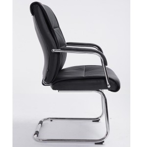 Silla de Confidente HIBERT, estructura metálica, gran acolchado en piel negro