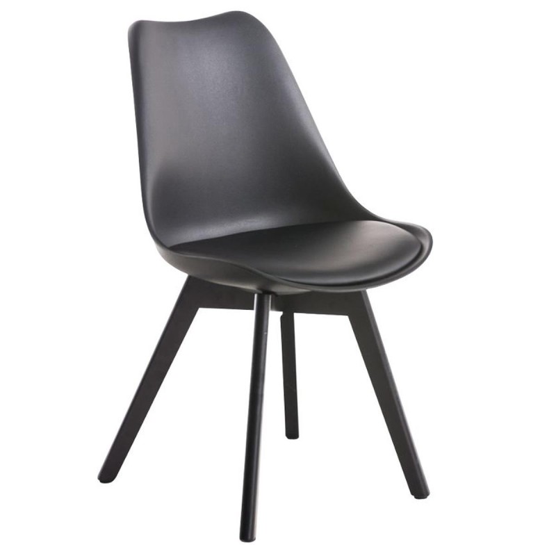 Silla de Diseño / Confidente BOSFORO, exclusivo diseño con patas oscuras en piel color negro