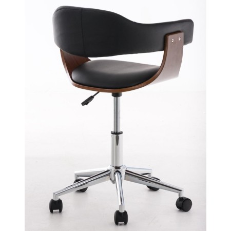 Silla de Diseño LABRA, gran acolchado, estructura en madera con base metálica, en piel negra