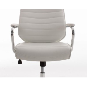 Sillón Ejecutivo modelo RENO, estructura metal, en piel color Blanco