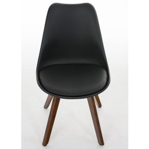 Silla de Diseño / Confidente BOSFORO, exclusivo diseño con patas en nogal en piel color negro