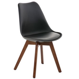 Silla de Diseño / Confidente BOSFORO, exclusivo diseño con patas en nogal en piel color negro