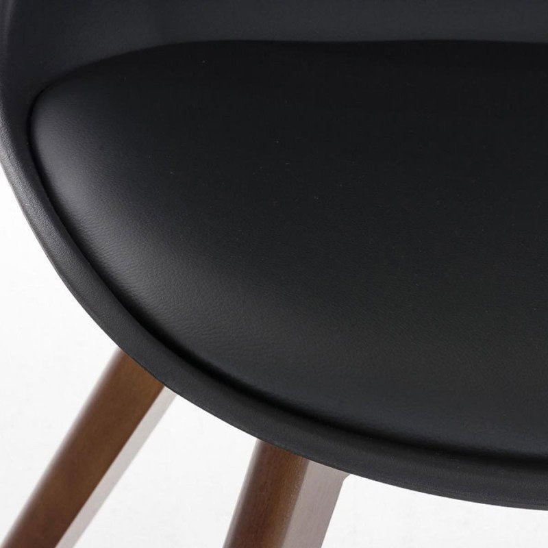 Silla de Diseño / Confidente BOSFORO, exclusivo diseño con patas en nogal en piel color negro