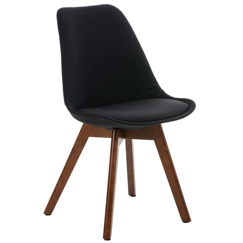 Silla de Diseño / Confidente BOSFORO, exclusivo diseño con patas en nogal en tela color negro