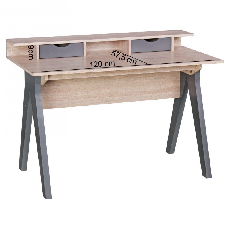 Mesa de Ordenador MILA, superficie en madera, 120x59x86 cm