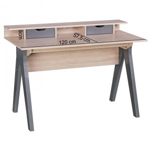 Mesa de Ordenador MILA, superficie en madera, 120x59x86 cm