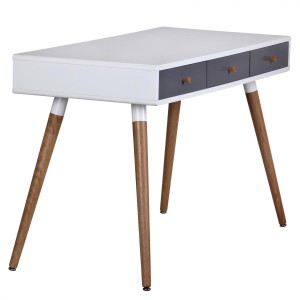 Mesa de Ordenador ROBERT, superficie y patas en madera, 120x55x75 cm