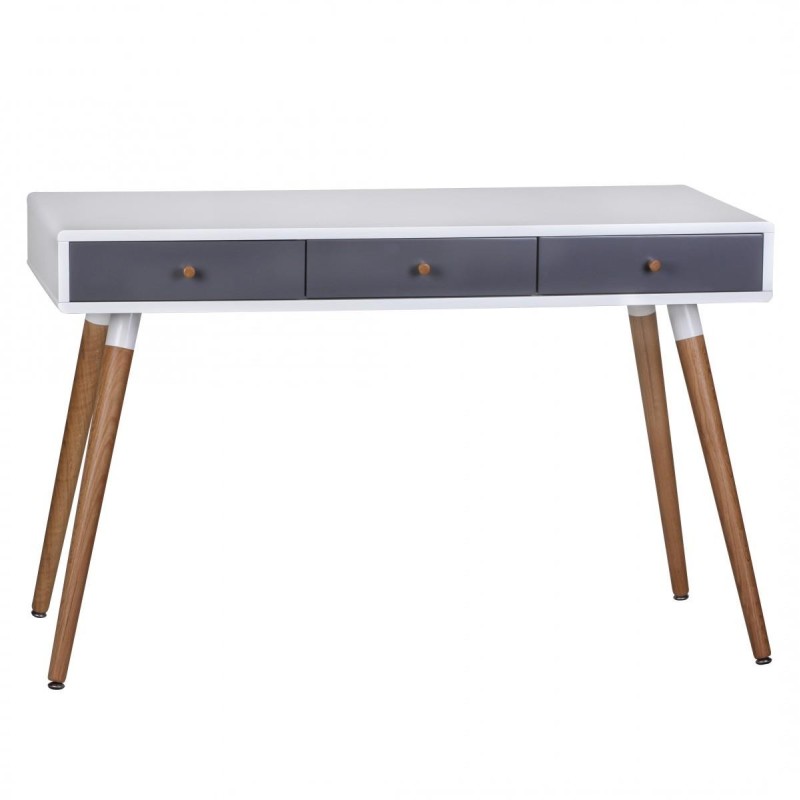 Mesa de Ordenador ROBERT, superficie y patas en madera, 120x55x75 cm