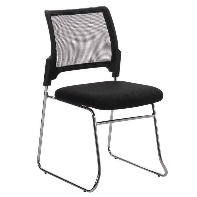 Silla de confidente CRANTON apilable, en tela y malla negro