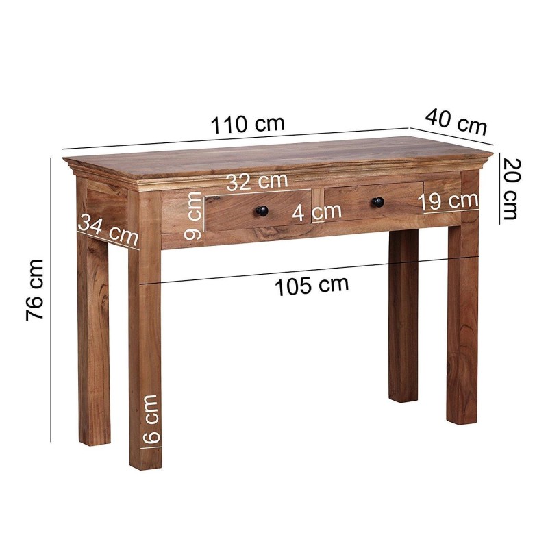 Escritorio DAKOTA, de estilo rústico y hecha a mano, dimensiones 110x40x76cm