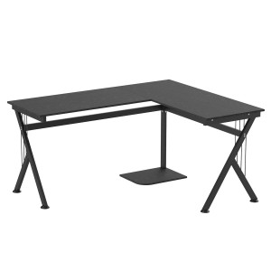 Mesa de ordenador ALASKA en madera color negro y dimensiones 155x130x76cm